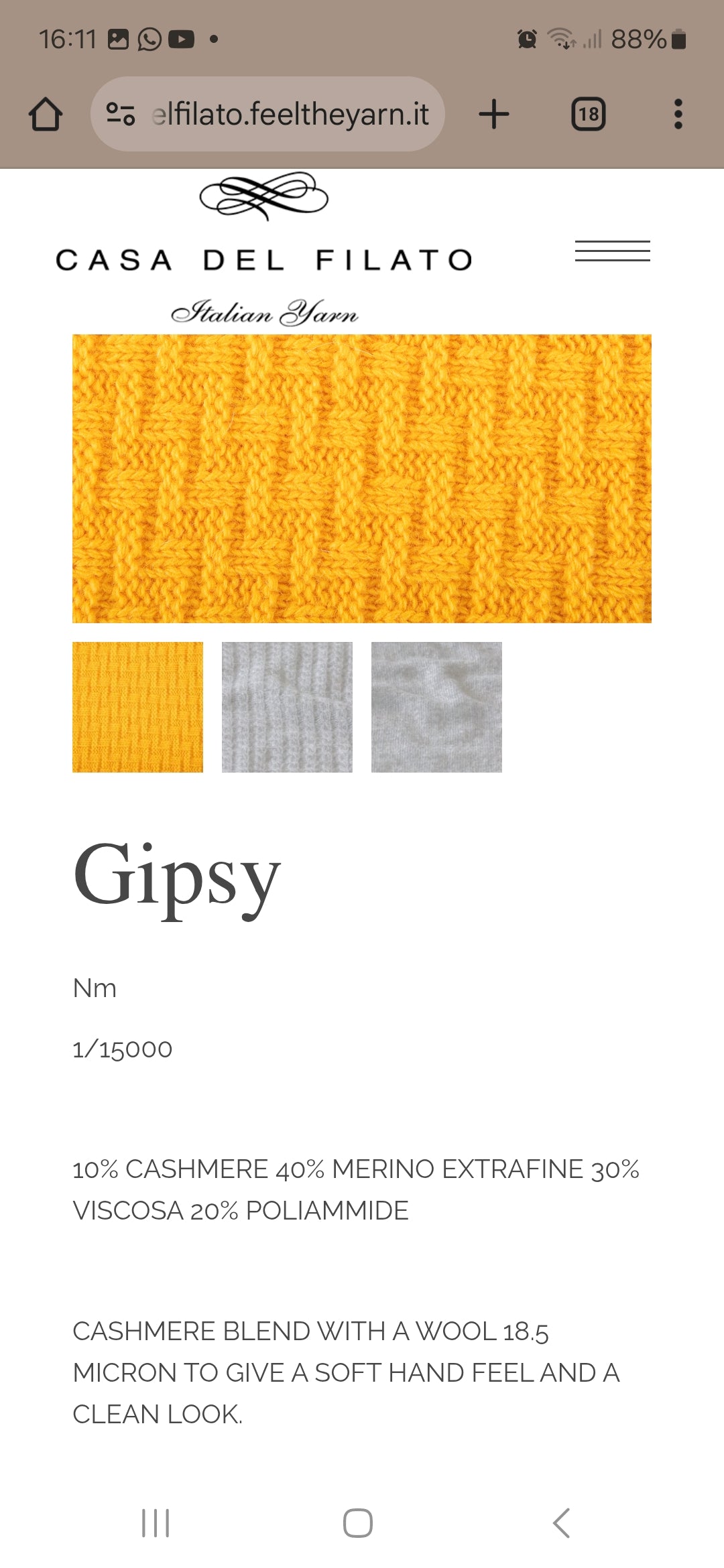 Cashmere Merino Extrafine italiensk garn farve Grå N.1173