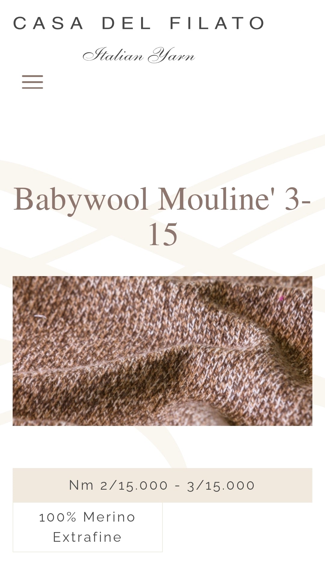 100 g extrafeine Merinowolle, 100 % italienisches Garn, Farbe Braun, Nr. 1209