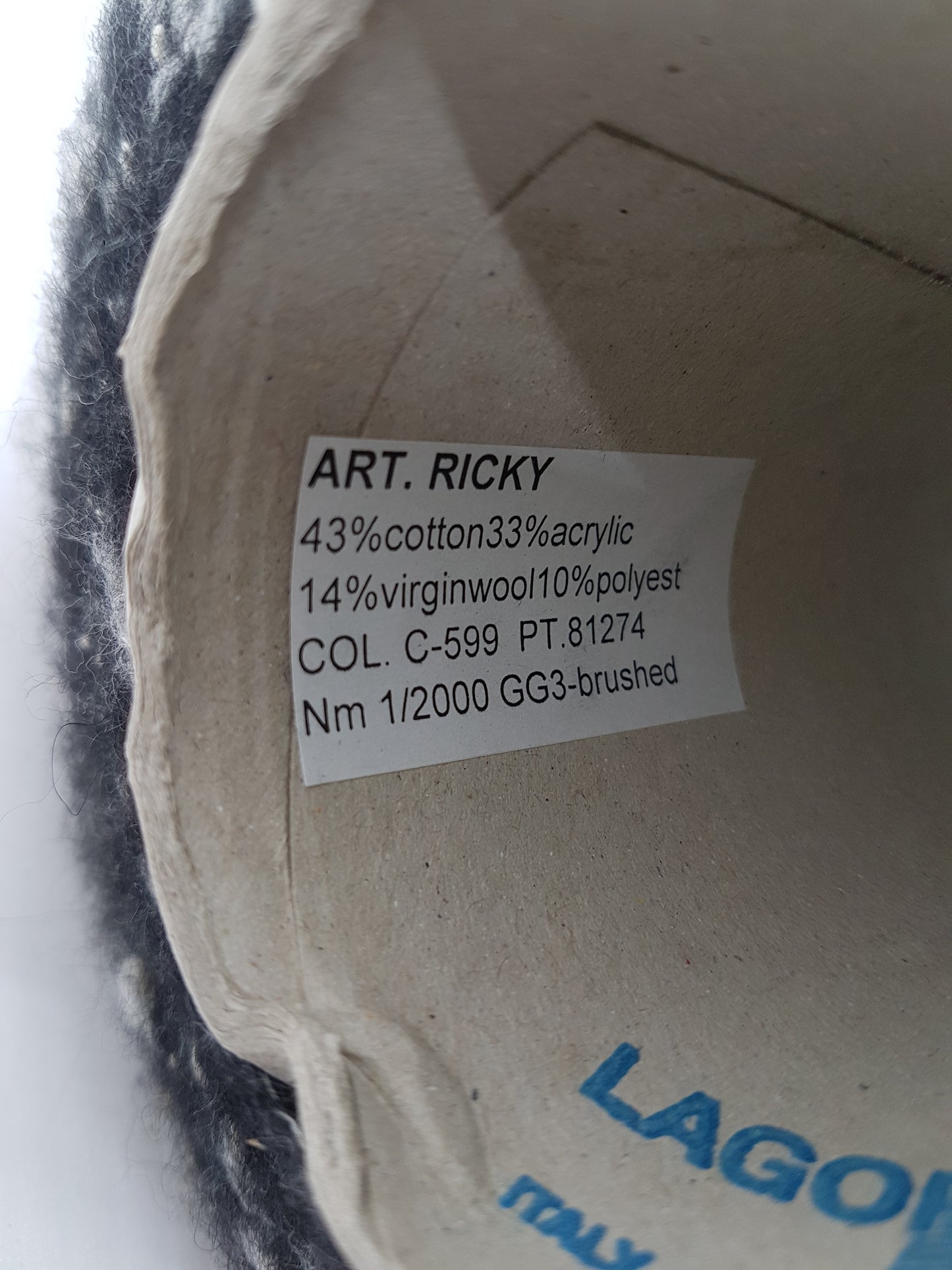 100g Bouclé Laine Coton Fil italien couleur Noir Blanc N. 591