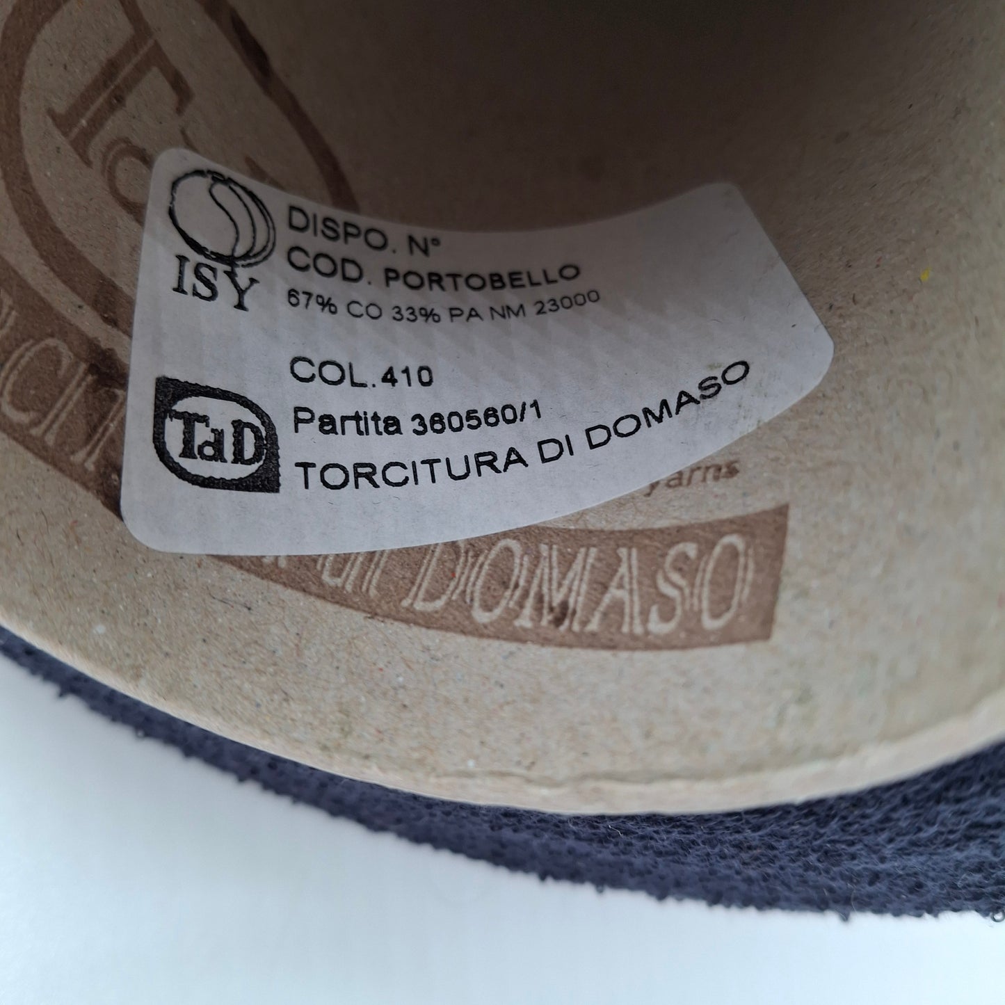 100g Bouclé Bomuld Blødt Italiensk Garn Farve Midnatsblå N.874