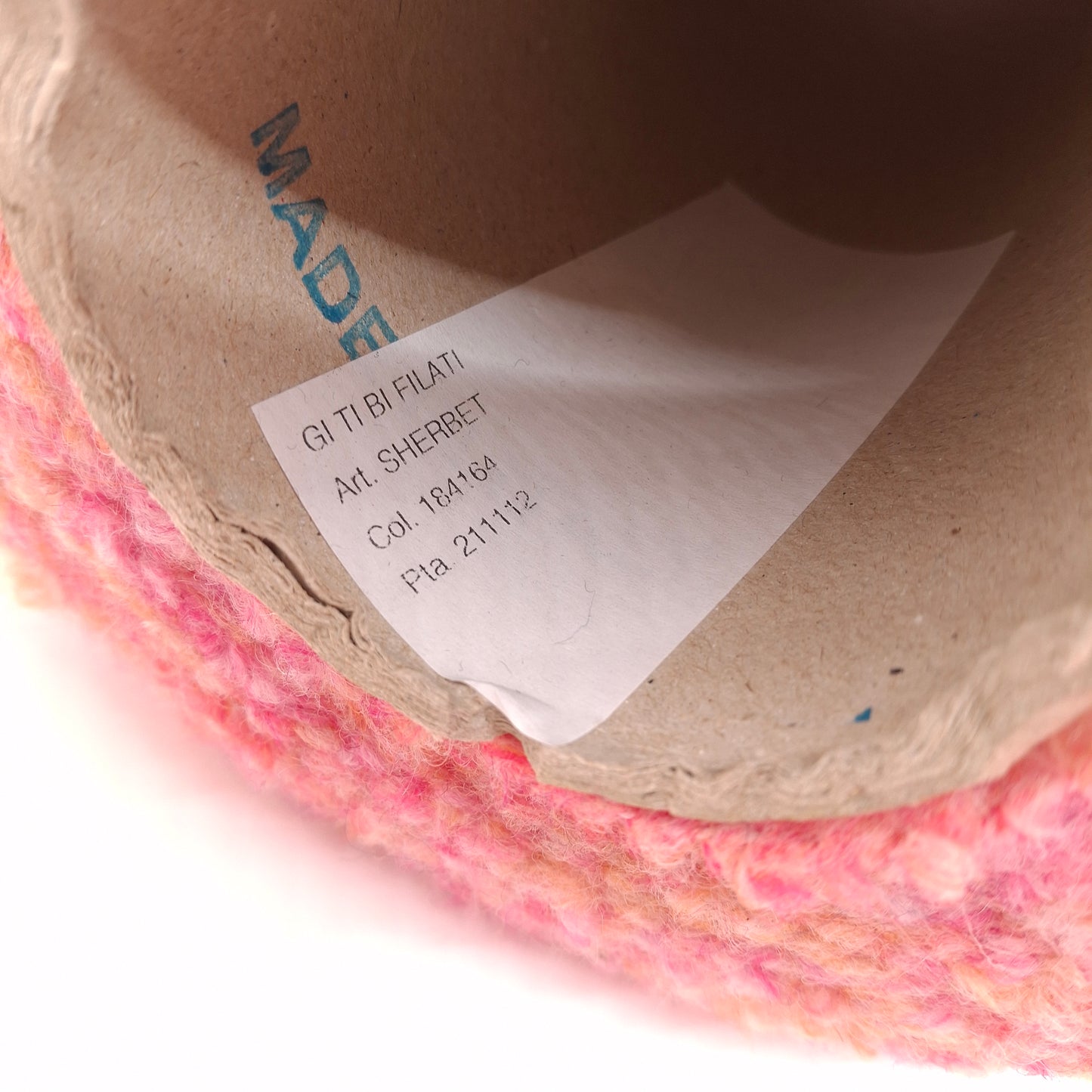 100 g Mischwolle Bouclé, weiches italienisches Garn, Farbe Pink Gelb N.1005