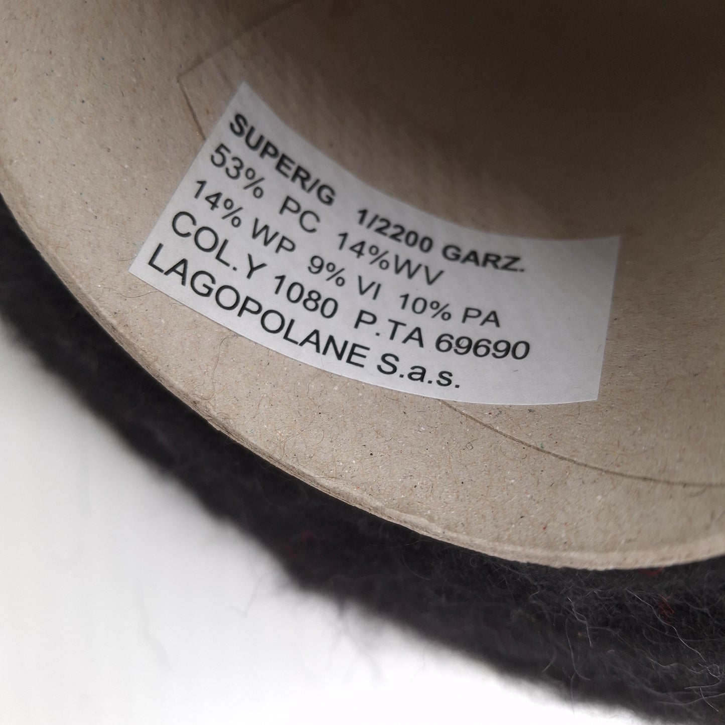 Hilo italiano de lana de alpaca de 100 g, color negro, número 1114