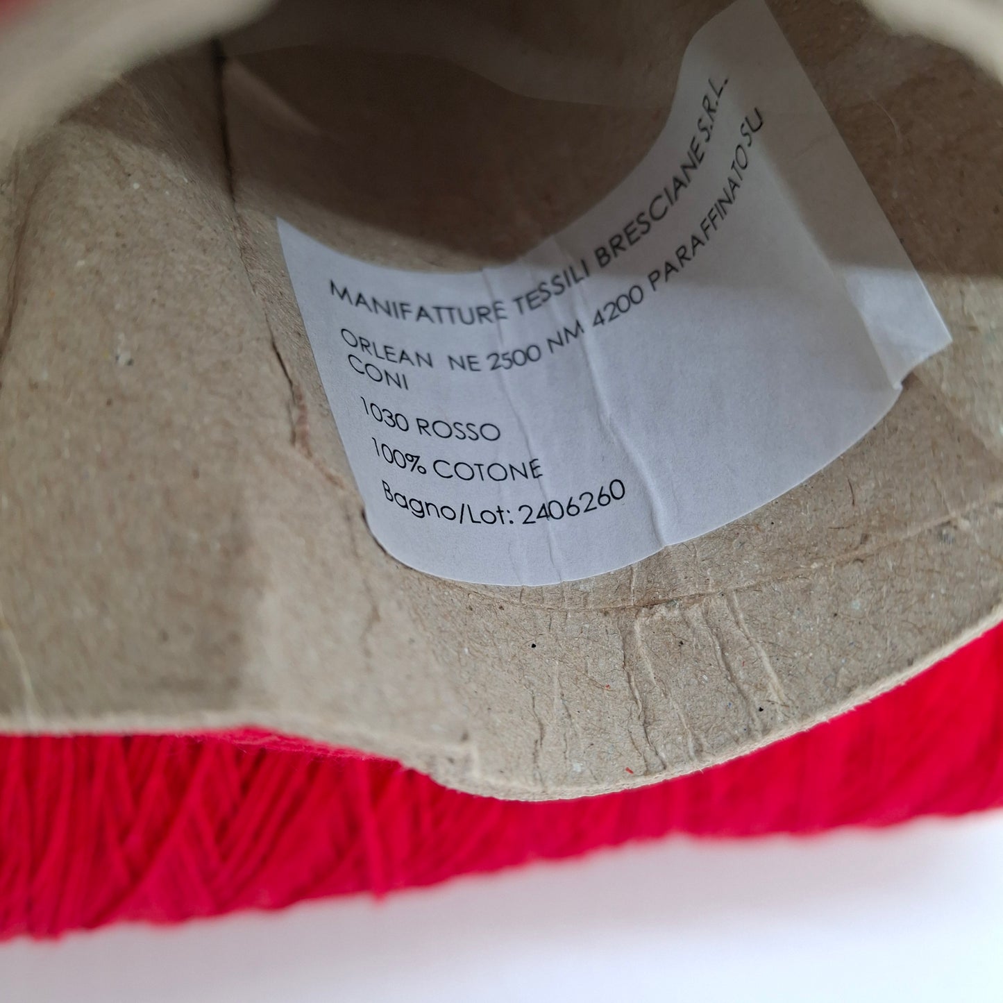 100% Italian spun cotton, color Red No. 1351