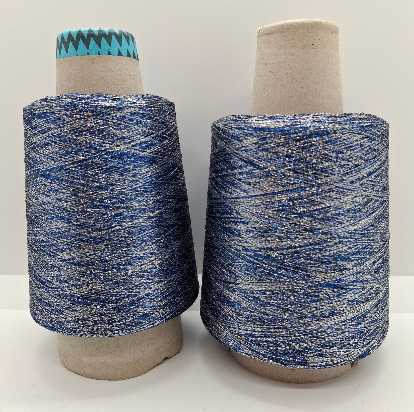 Lurex Glitter Italian Yarn Color Blue Silver L72