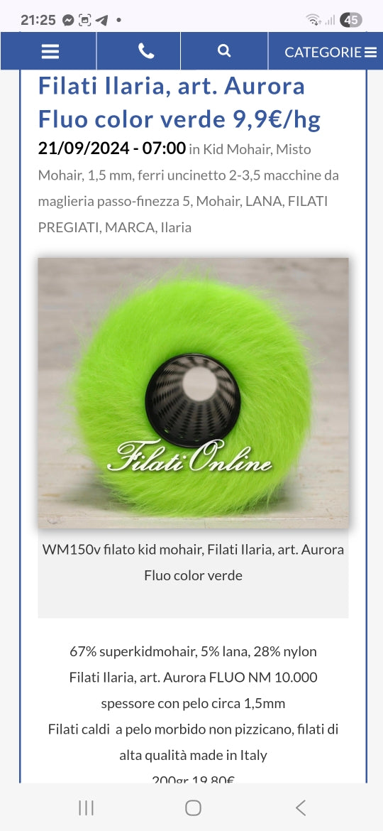 SuperKid Mohair morbido filato italiano colore Bordeaux N.956