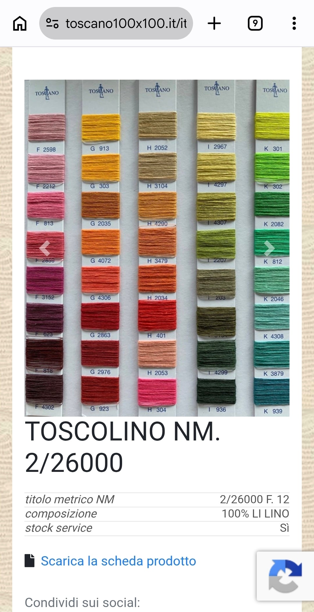 Tuscan linen 100% Italian yarn, Raspberry Red color N.1367