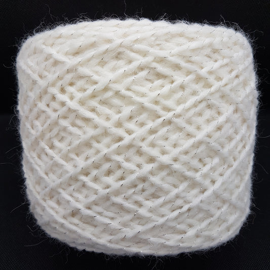 100g Virgin Wool Alpaca Lurex Sølv italiensk garn Hvid farve N.208