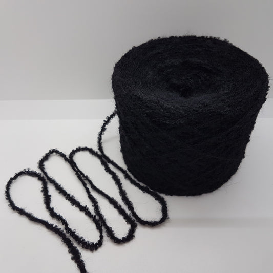 100g Bouclé Lana Mohair Italian yarn black color N.99