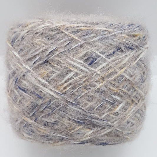 100g soft mohair italian yarn beige color blue mélange cream N.299