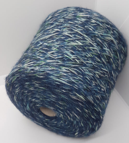 100g soft mohair Italian yarn blue color green gray lurex mélange N.300