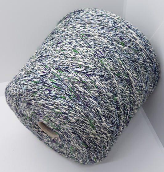 100g Lino Cotton Italian yarn Blue green color Mélange N.403
