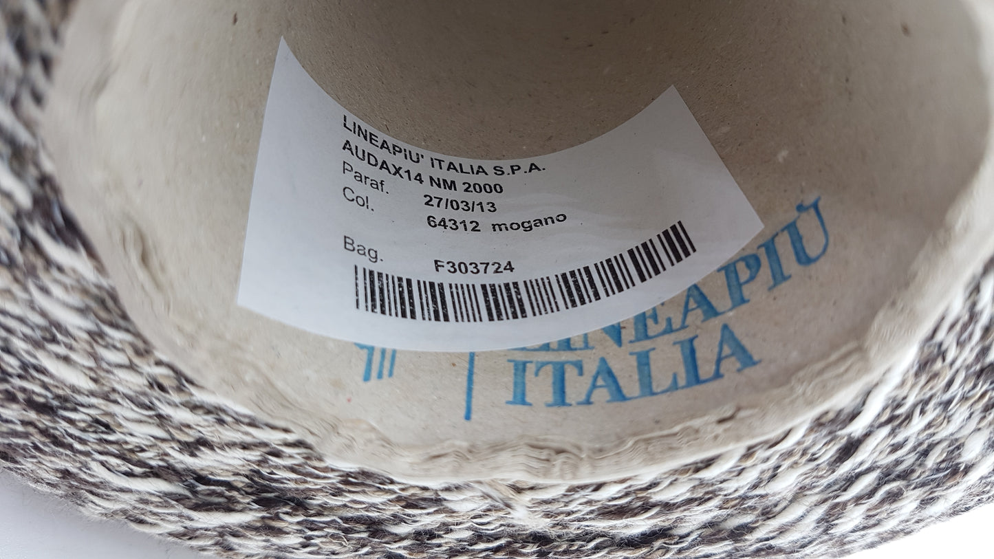 100g Lino Baumwoll italienische Garn weiß weiße Marrone Mélange N.404