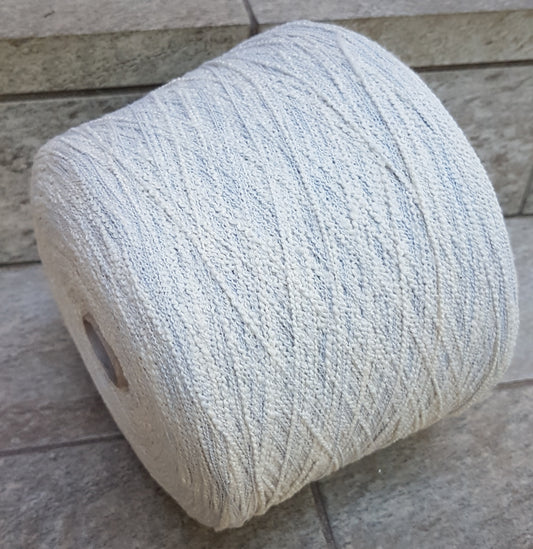 100g Cotone 100% filato irregolare italiano colore Bianco Azzurro N.442