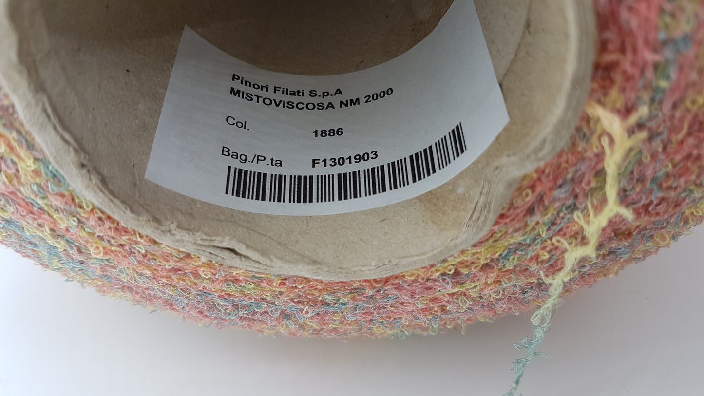 100g Viscose Tagliatino Bouclé Italian Yarn Color Pink Yellow Blue N.451