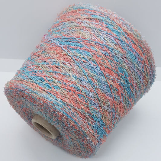 100g de viscosa Tagliatino Bouclé hilo italiano Color Rosa Beige Azul N.452