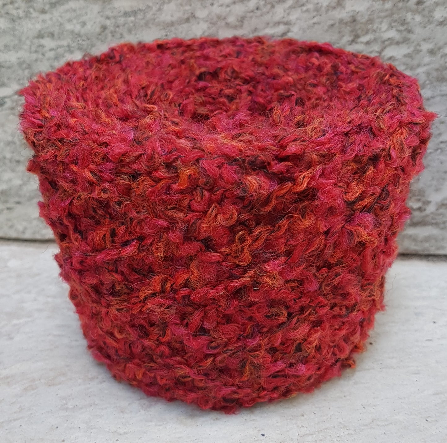 100g Lana Bouclé filato italiano colore Rosso Marroncino N.469