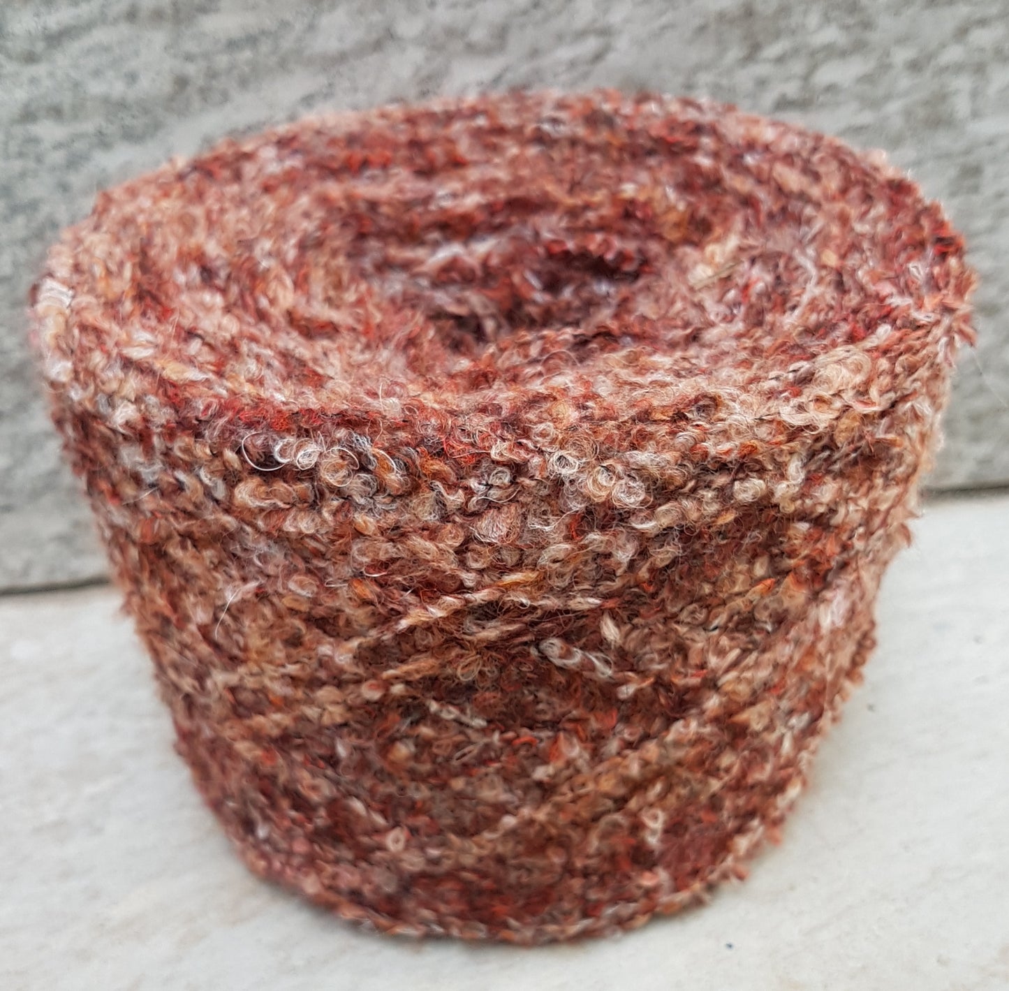 100g Lana Bouclé Fil Italien Couleur Brun Mélange N. 471