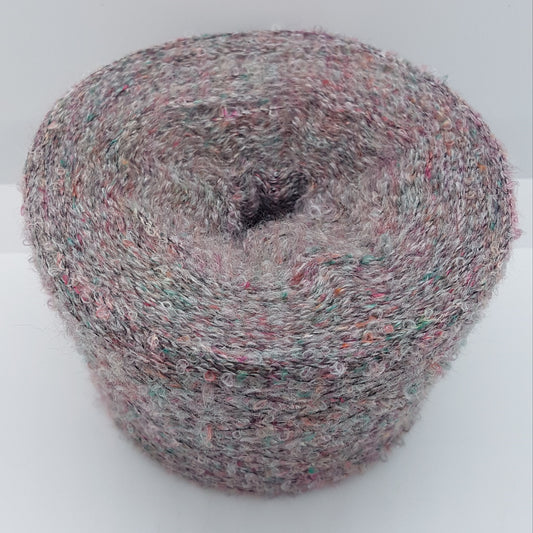 100g Lana Bouclé filato italiano colore Grigio mélange Verde Rosa N.473