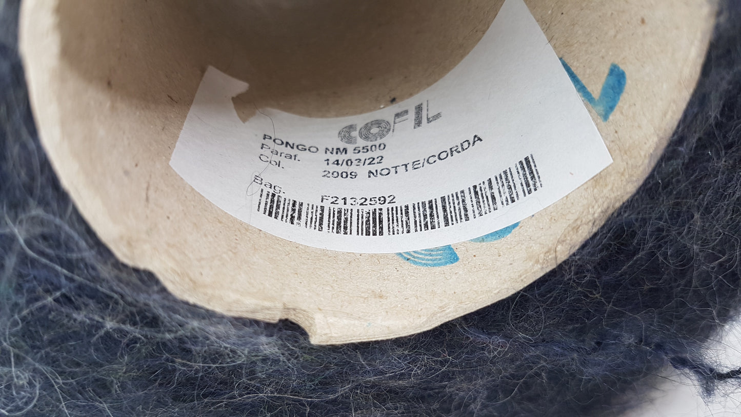 100g Fil Mohair Doux Couleur Italienne Bleu Foncé Mélange N. 479