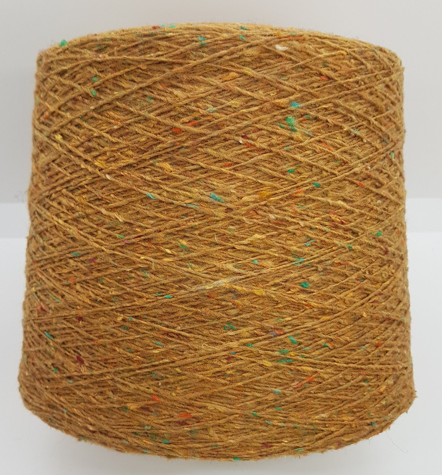 100g Tweed Bottonato Lana, Viscosa colore Senape, Marrone Rossiccio N.484