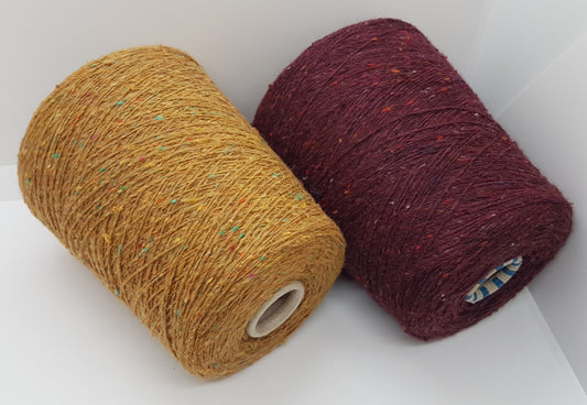 100g Tweed Laine, Viscose Couleur Moutarde, Brun Rouge N. 484