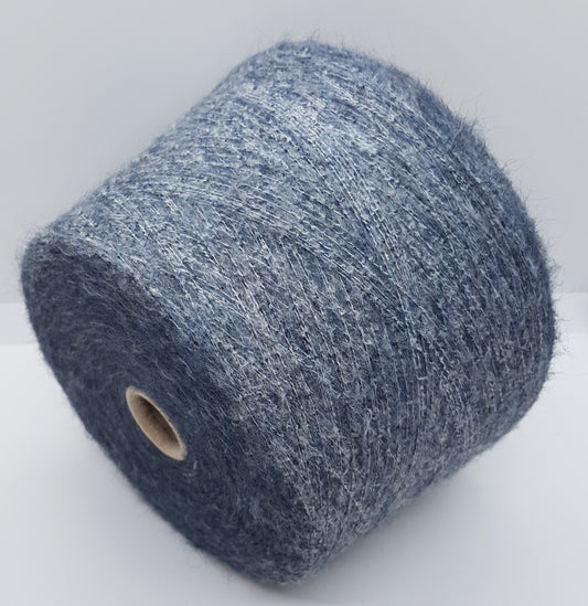 100g Alpaca de algodón italiano esponjoso color Azul Mélange N.487