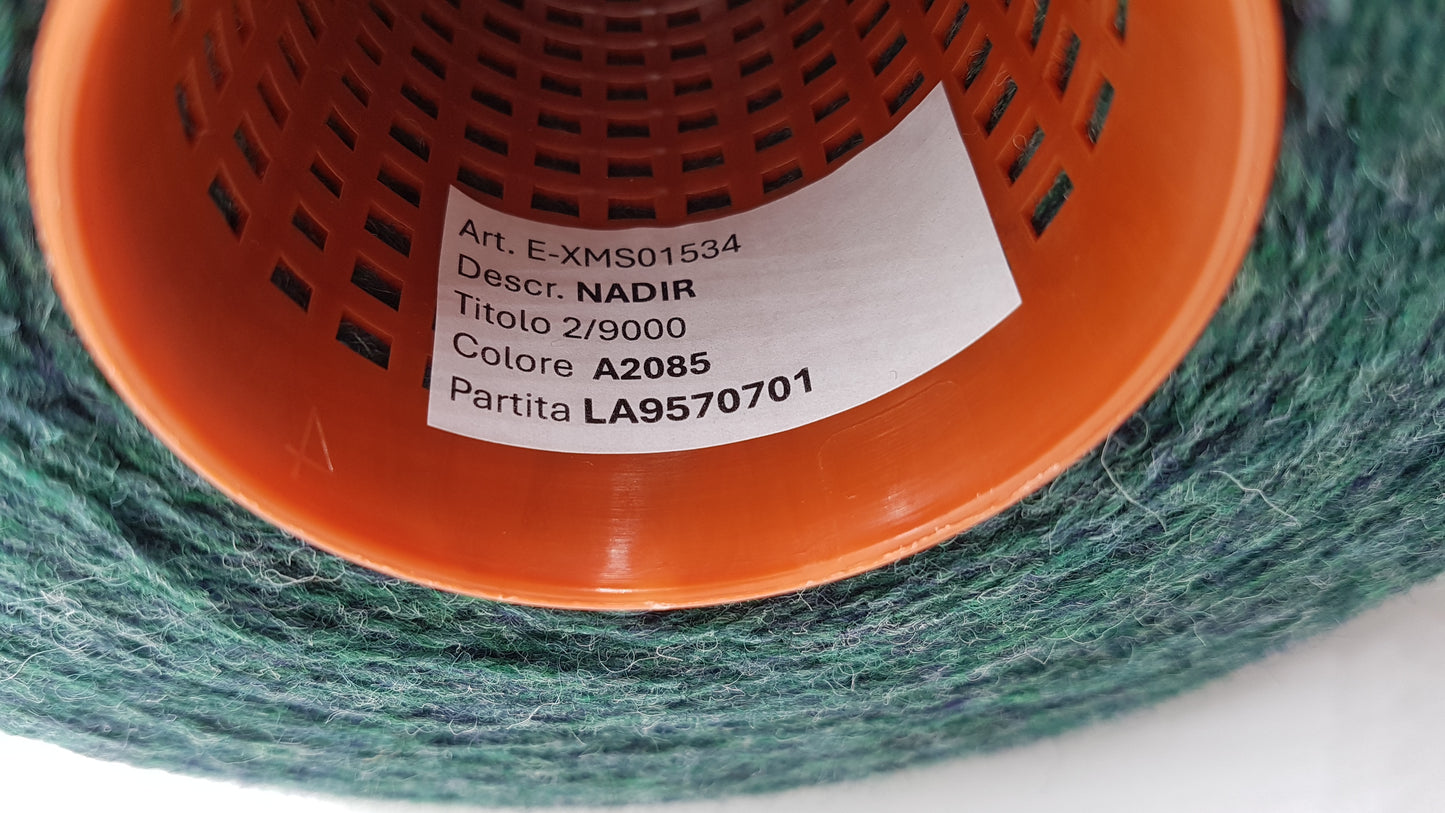 100g Lana Shetland Look 100% Hilo Italiano Verde Mélange N.516