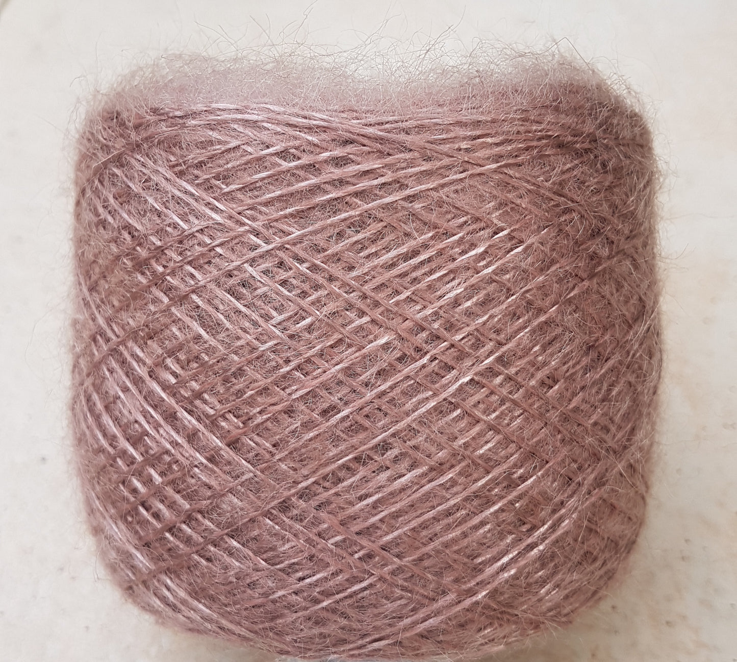 100g Mohair Fil Italien Viscose Couleur Beige Rose Antique N. 523