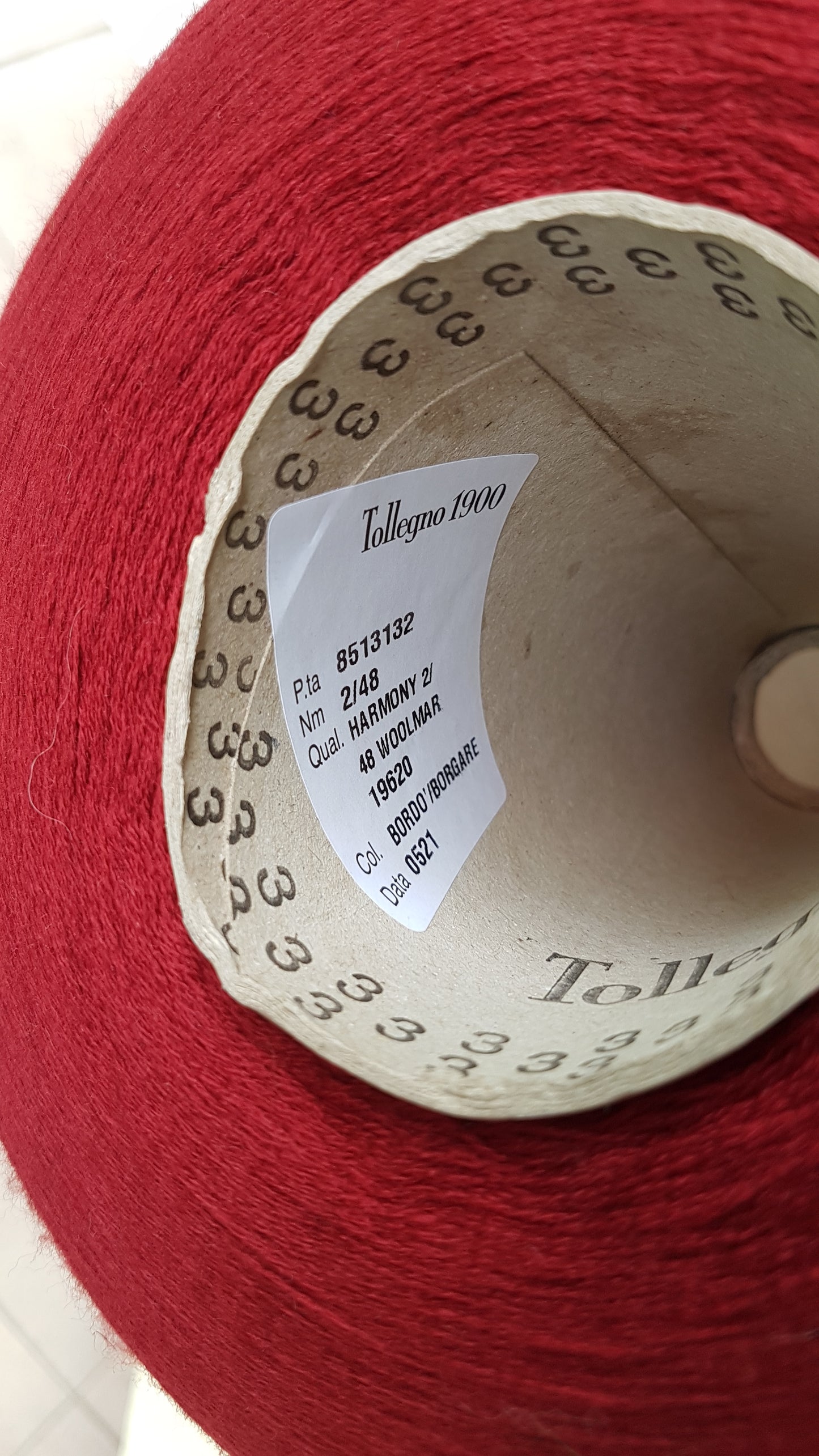 Lana Merino Extrafine Tollegno Harmony filato italiano colore Rosso Scuro N.529