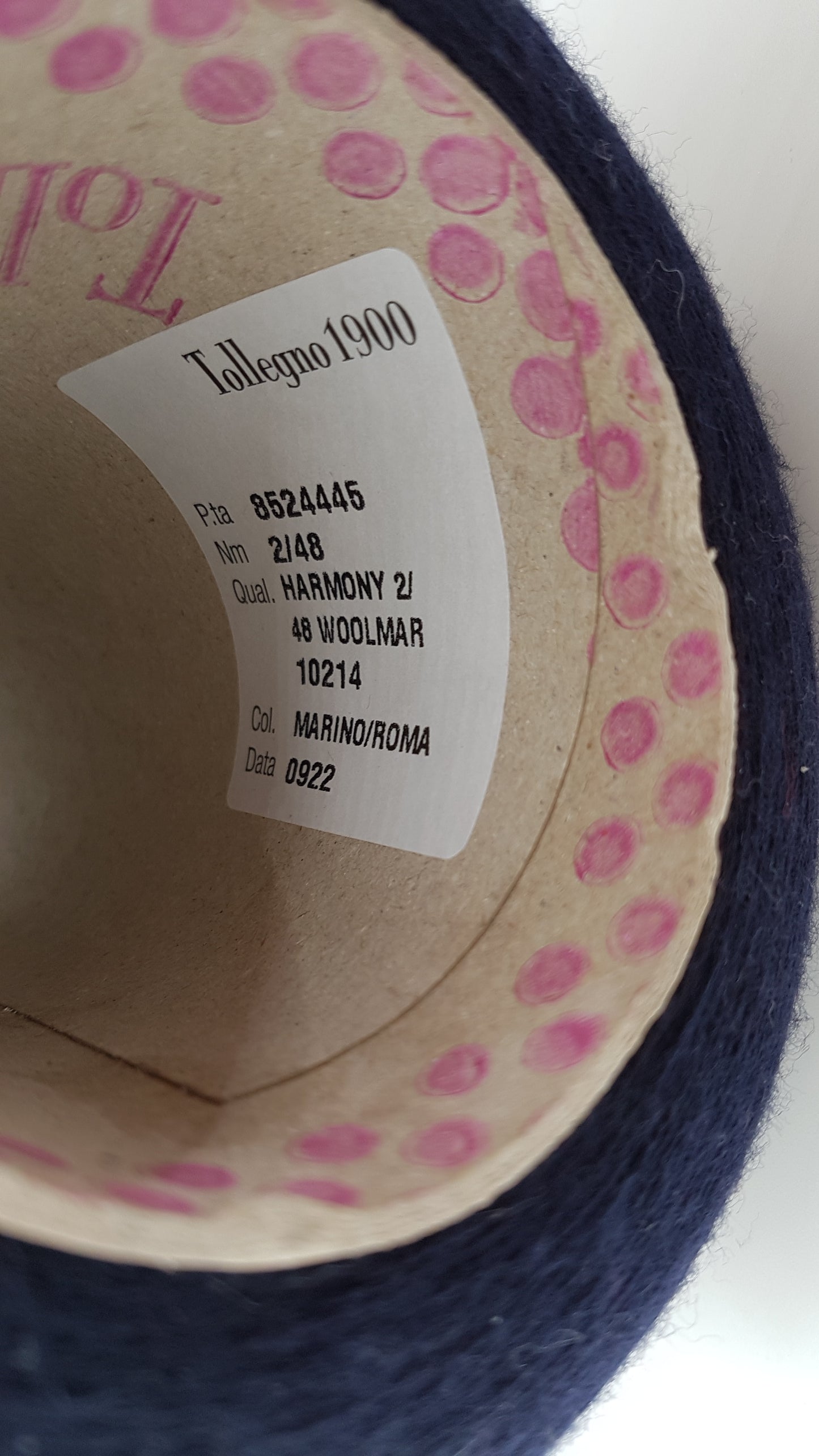 520g Lana Merino Extrafine Tollegno Harmony filato italiano colore Blu Notte N.530