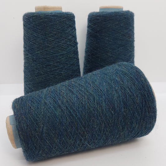 Shetland Wool 100% Italian yarn color Olive Blue Mélange N.547