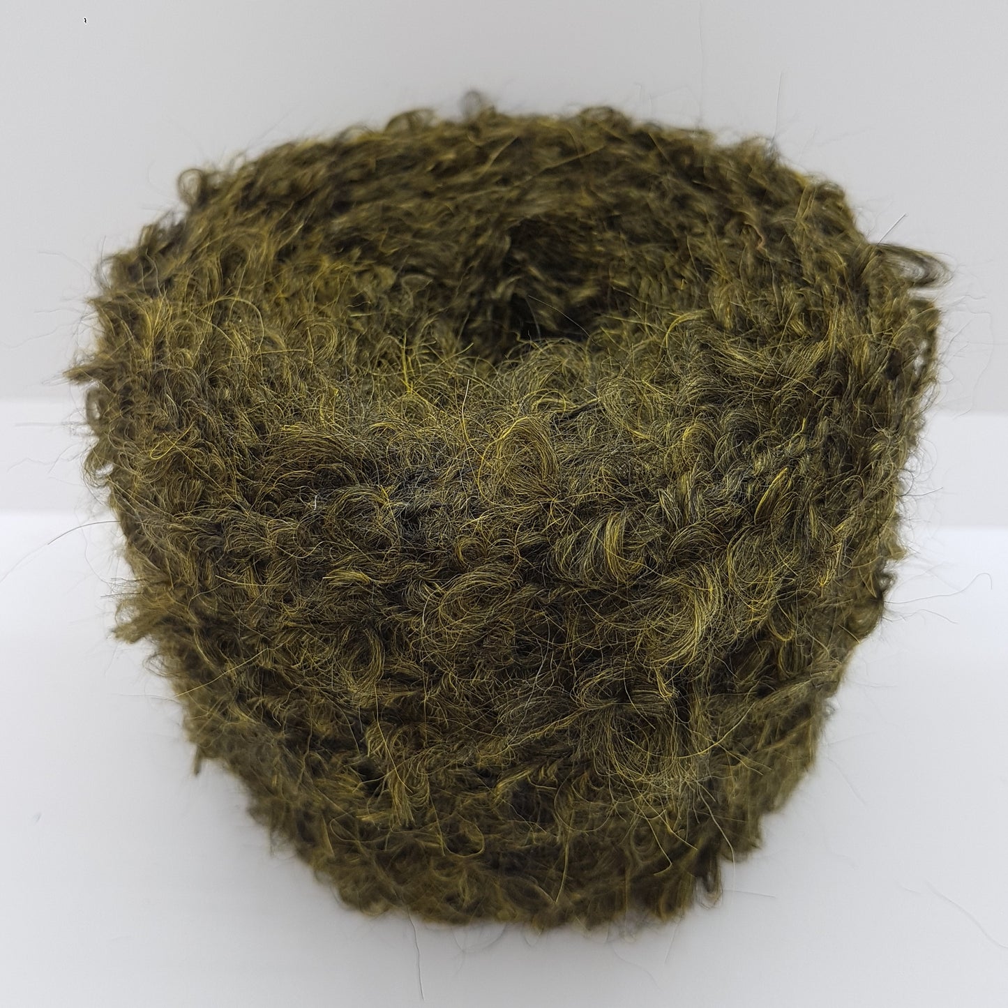 100g Mohair Bouclé Filato Italiano Colore Verde Oliva MMischung N.550