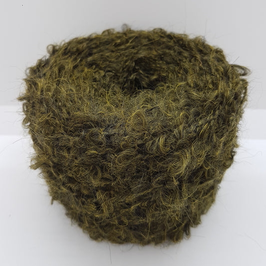 100g Mohair Bouclé Italian yarn color Olive Green Melange N.550