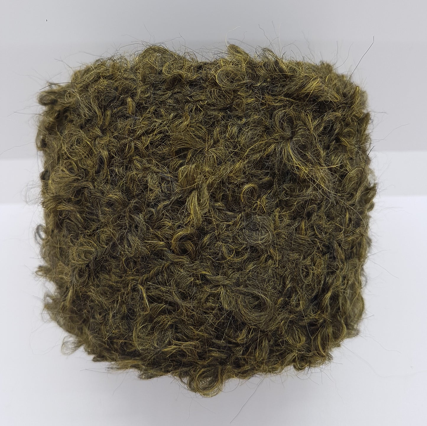 100g Mohair Bouclé filato italiano colore Verde Oliva Mélange N.550