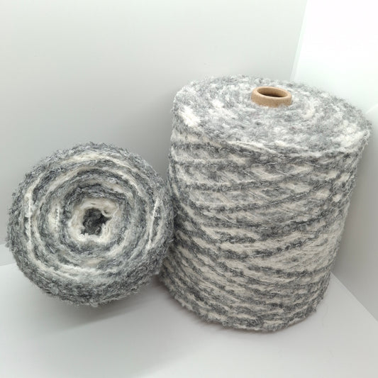 100g Misto Lana Bouclé filato morbido italiano colore Grigio Bianco N.1004