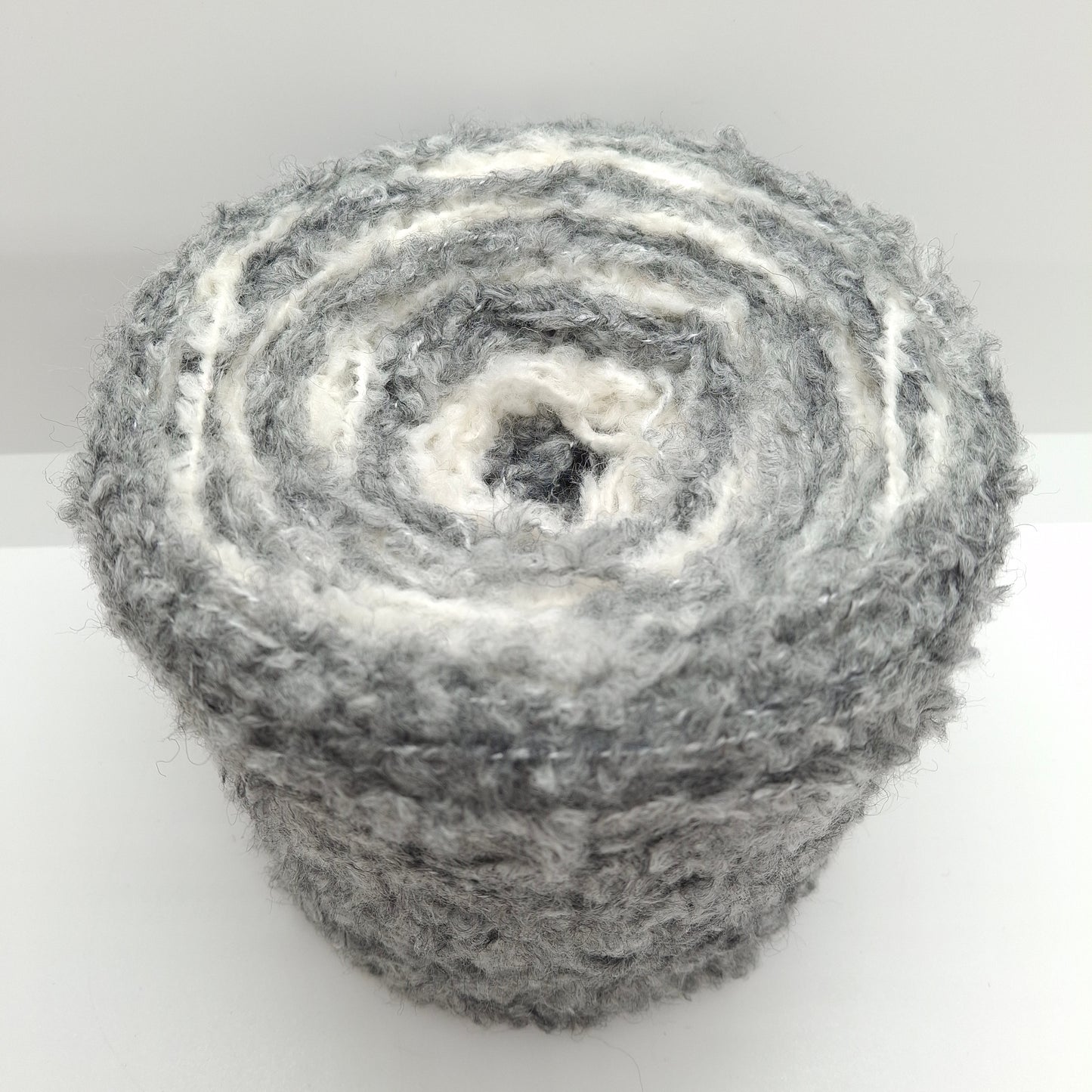 100g Misto Lana Bouclé filato morbido italiano colore Grigio Bianco N.1004