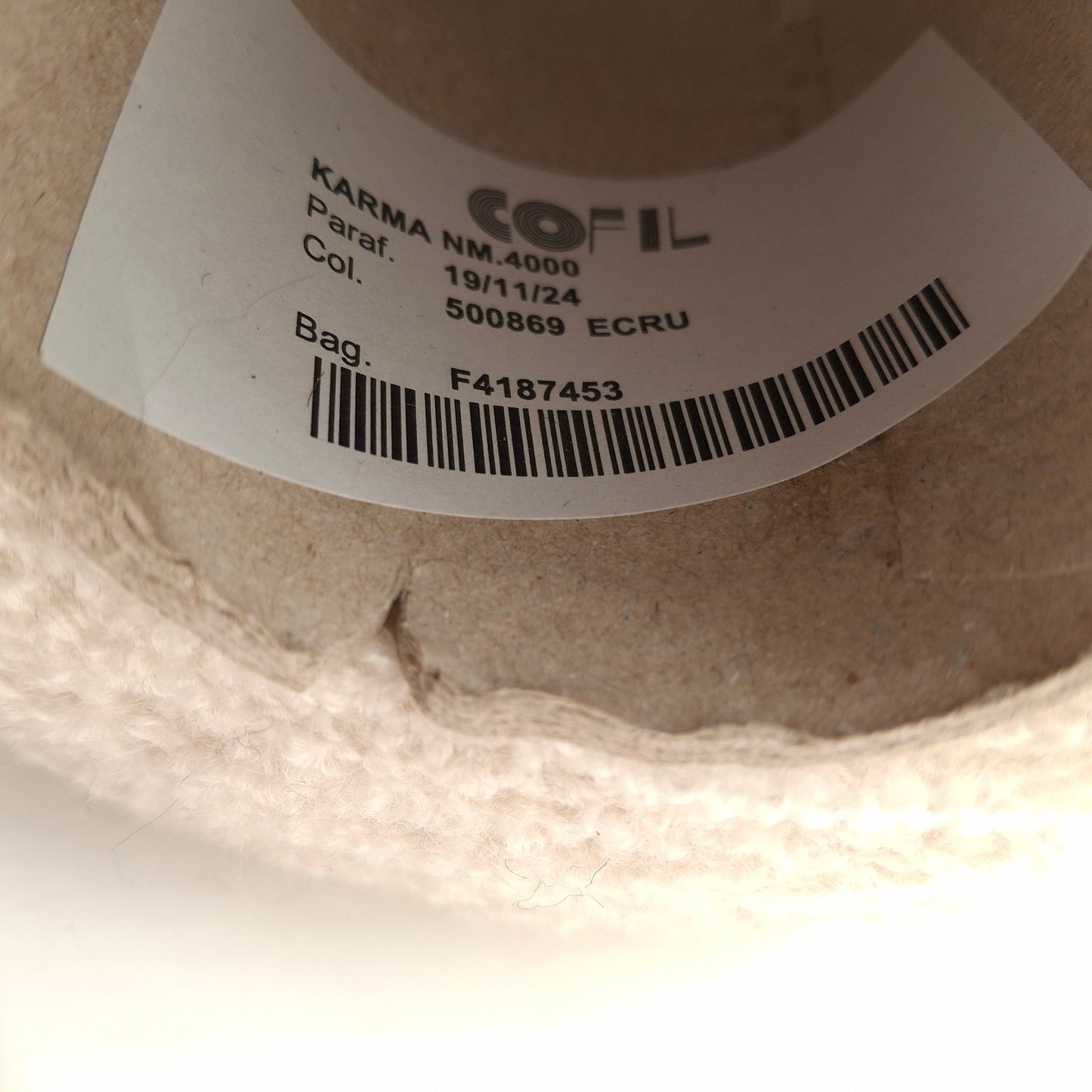 100g Bouclé filato morbido italiano colore Ecru Bianco Sporco N.1014