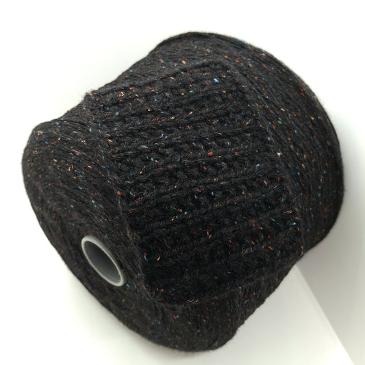 100g 100% uld "Tweed" effekt italiensk garn Sort Multifarvet N.1032