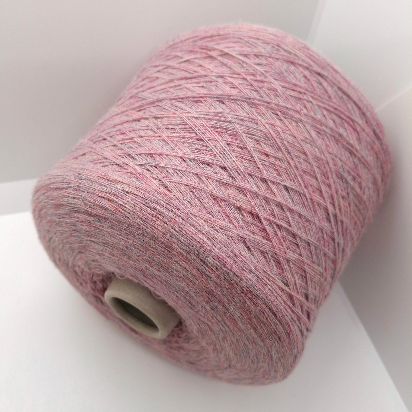 Hilo italiano de lana suave de 100 g, color rosa y gris jaspeado, n.º 1098