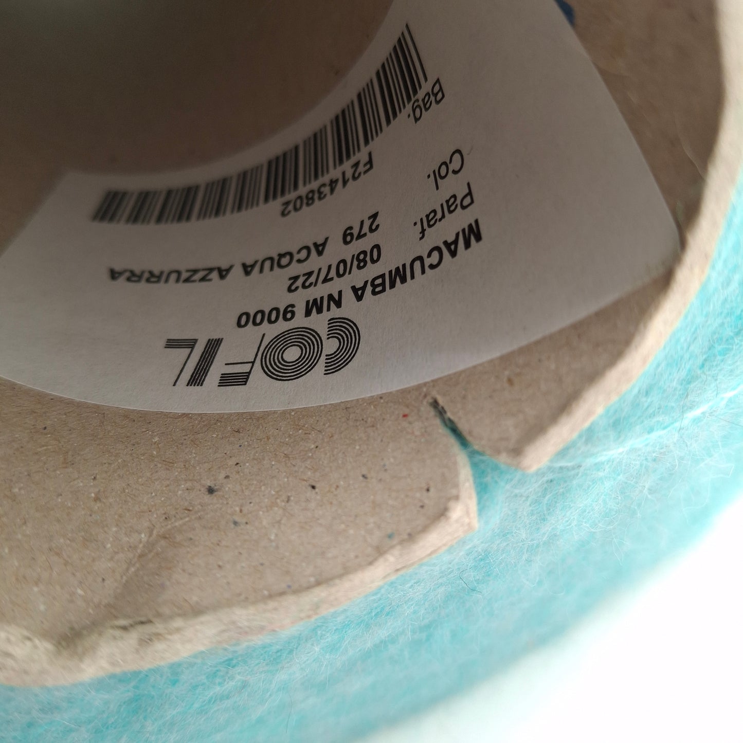 Hilo italiano suave de lana cepillada de 100 g color Azul Agua N.1227