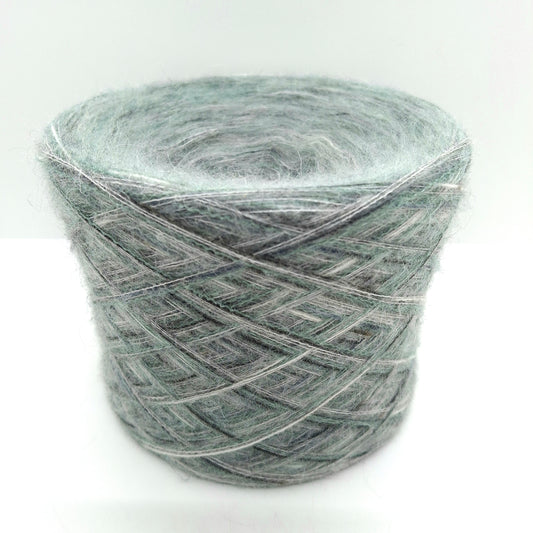 100g Misto Mohair morbido filato italiano colore Grigio Verdino Mélange N.1270
