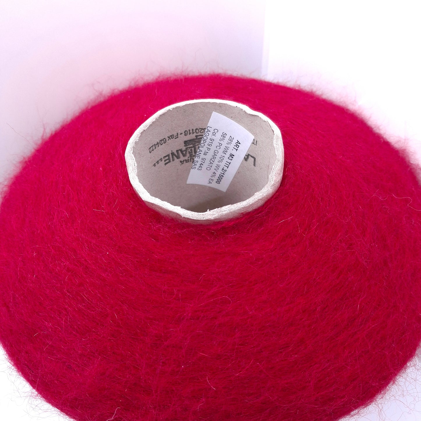 100g Mohair Uld Italiensk garn farve Mørkerød N.1273