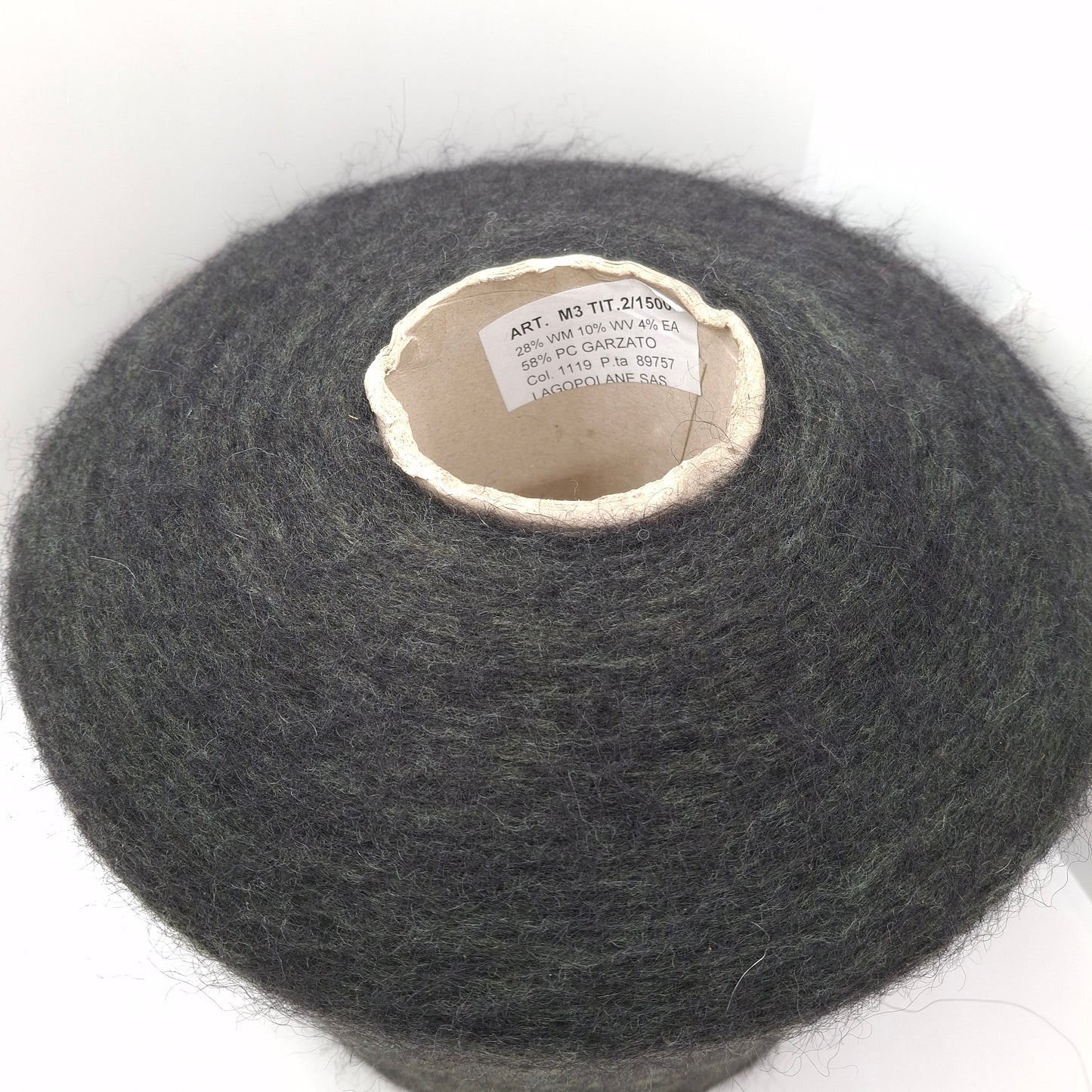100 g de laine mohair italienne, coloris vert-gris N. 1282