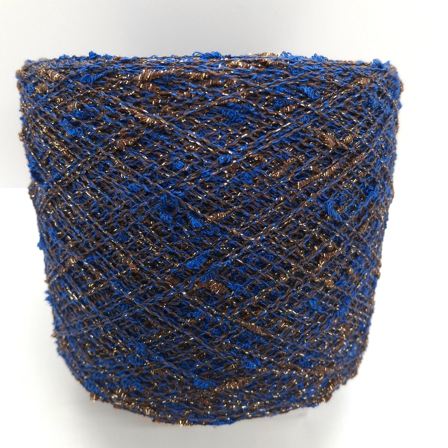 Irregular decorative yarn with Italian lurex, color Blue Brown Gold No. 1337
