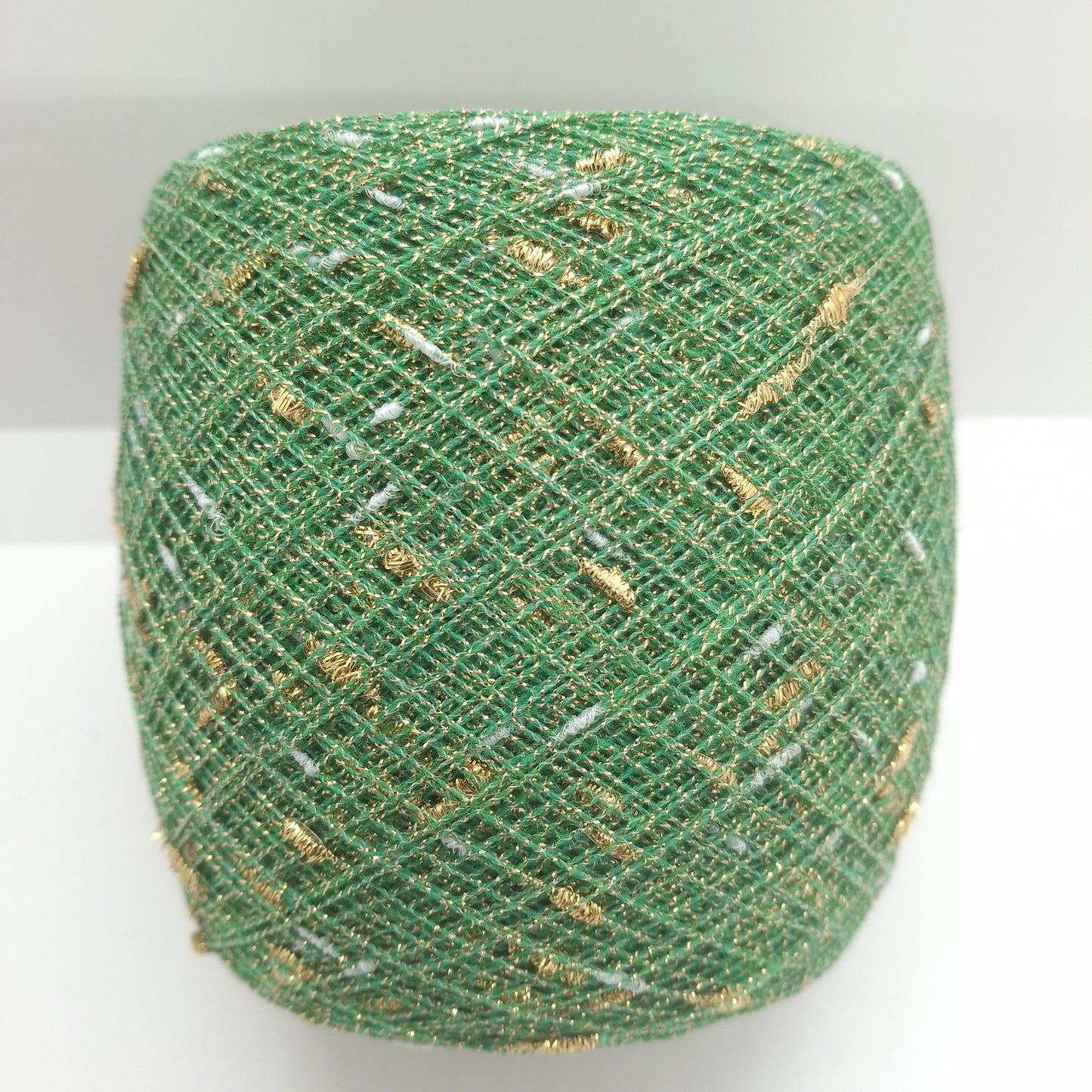Unregelmäßiges Dekogarn mit italienischem Lurex, Farbe Grün Gold Nr. 1339