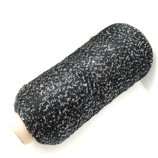 360g Pailettes filato italiano colore Nero Argento N.1340