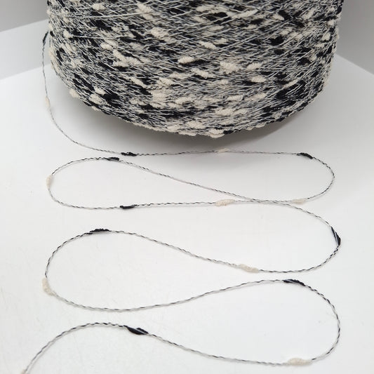 100g Italian decorative irregular yarn White Black N.1341