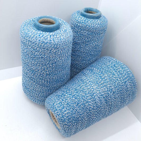 100% Cotone Biologico filato italiano Bianco Azzurro N.1347