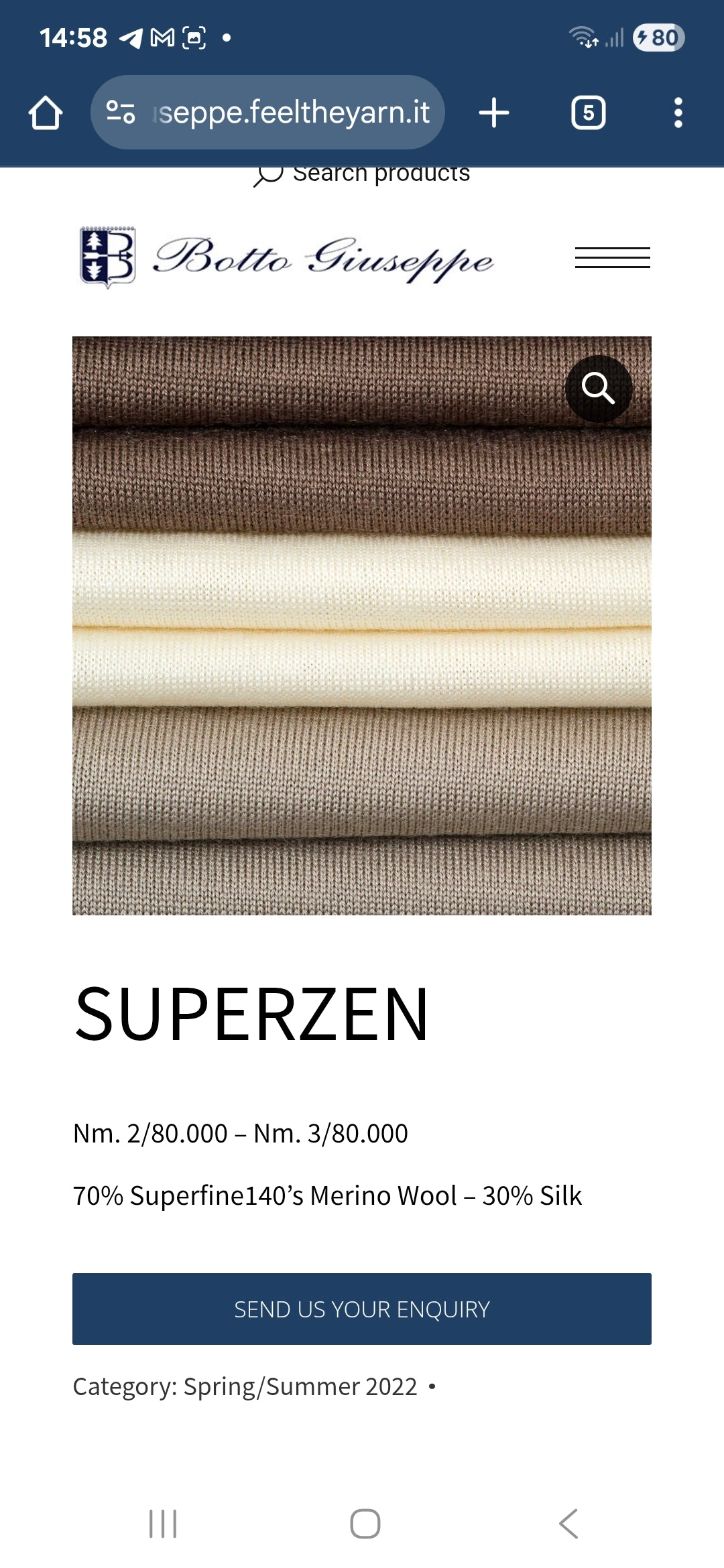 Fil italien soie laine mérinos superfin couleur noir N. 932