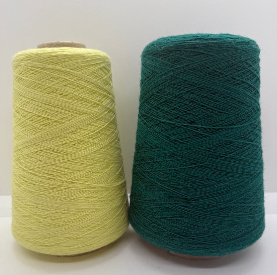 Hilo de lana merino de cachemira italiana color verde amarillo n.760